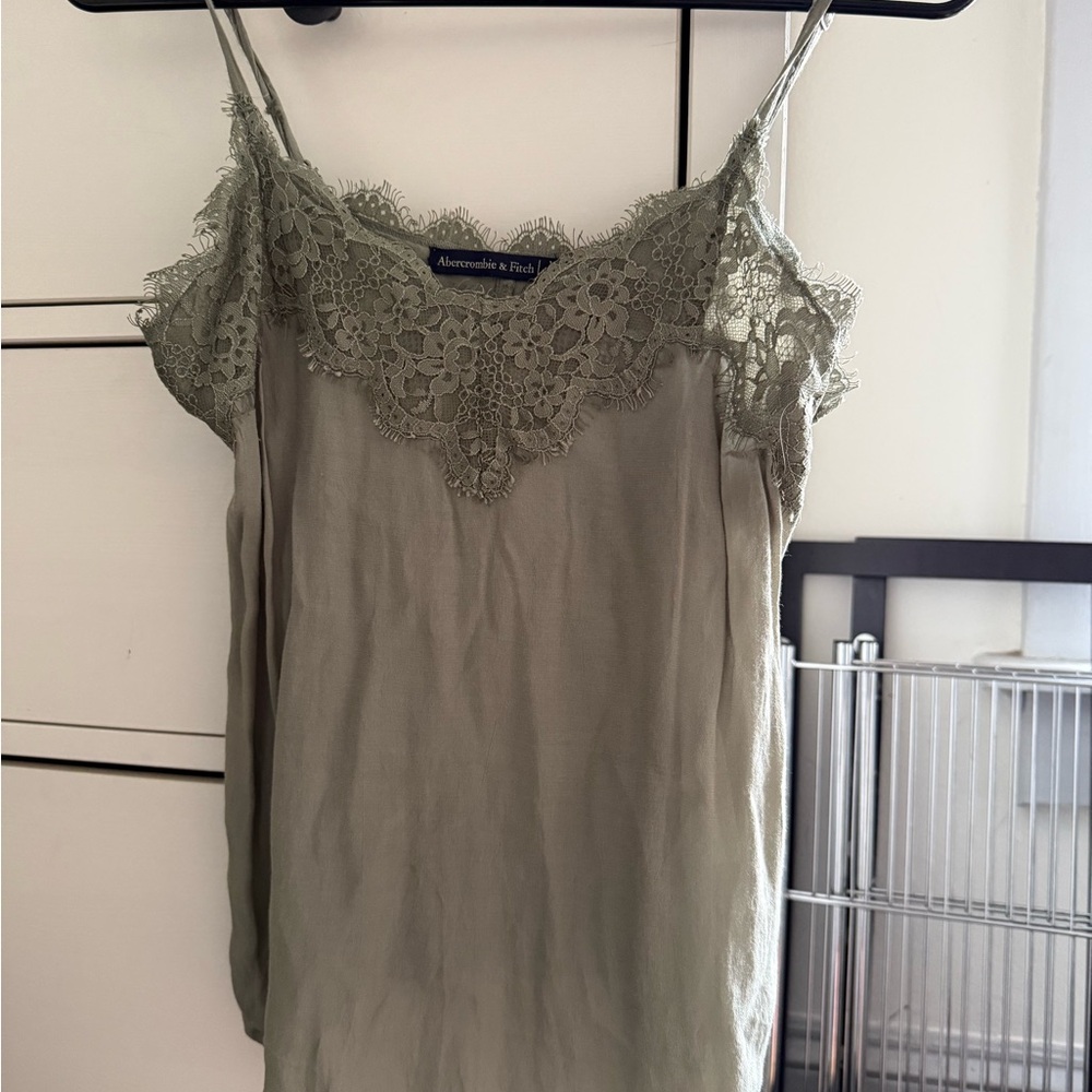 Abercrombie & Fitch Olive Green Lace Trim Cami Top